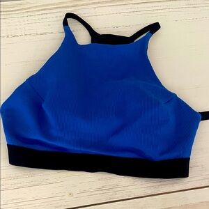 HURLEY Women's Blue and Black Sports bathing suit top